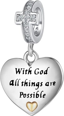 Religious Cross Christian Bible Verse Heart Charm Bead For European Bracelet Women Present in Saudi Arabia
