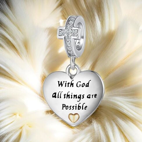Religious Cross Christian Bible Verse Heart Charm Bead For European Bracelet Women Present in Saudi Arabia