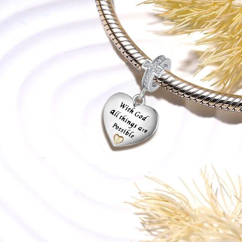 Religious Cross Christian Bible Verse Heart Charm Bead For European Bracelet Women Present in Saudi Arabia