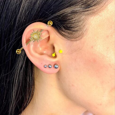 316L Surgical Steel 14g خارجيًا متورطًا خارجيًا Barcing Barcering Center Bar Industrial Bar 38mm Industrial Industric in Kuwait
