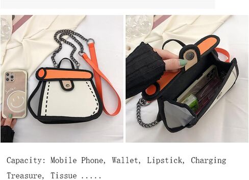 Funny 2D Cartoon Crossbody Bag Creative Cute Handbag 3D Style 2D Drawing Canvas Bag for Women & Men in Kuwait