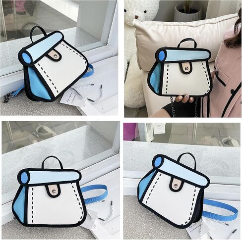 Funny 2D Cartoon Crossbody Bag Creative Cute Handbag 3D Style 2D Drawing Canvas Bag for Women & Men in Kuwait