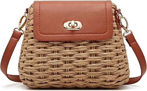 Obosoyo 2025 Trendy Woven Straw Crossbody Bag Women Small Square Shoulder Bag Summer Beach Daily Use Twist Bag in Kuwait
