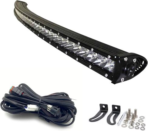 شريط إضاءة LED مقاس 36 بوصة منحني صف واحد مع حزام أسلاك DT، مصابيح عمل رفيعة 180 وات، مجموعة إضاءة للطرق الوعرة، مصباح ضباب 12 فولت لشاحنة SUV ATV UTE Pickup 4X4، IP68 مقاوم للماء in Saudi Arabia