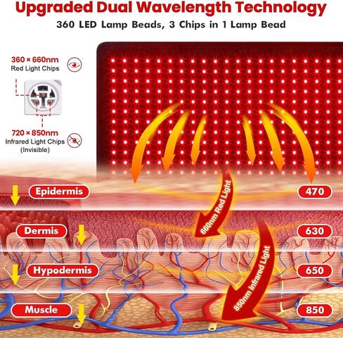 Red Light Therapy for Body, 31.5" x 11.8" Infrared Light Therapy Belt with 360 LEDs, 660nm Red Light & 850nm Infrared Light Therapy Mat with Timer for Back Shoulder Waist Muscle Pain Relief in Saudi Arabia