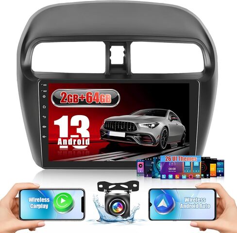 [2+64g] inefala لـ Mitsubishi Mirage 2012-2018 Android Car Radio Stereo مع Carplay Android Auto ، شاشة لمس عالية الدقة مع GPS WiFi Bluetooth FM/RDS SWC كاميرا كاميرا كاميرا كاميرا احتياطية in Saudi Arabia