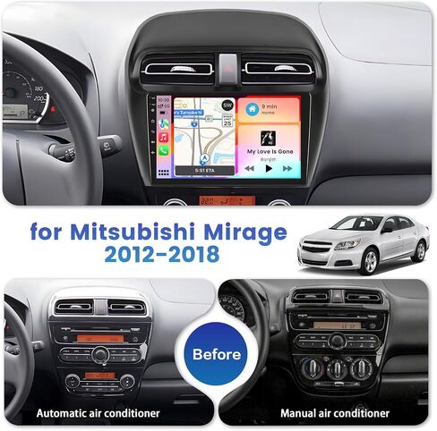 [2+64g] inefala لـ Mitsubishi Mirage 2012-2018 Android Car Radio Stereo مع Carplay Android Auto ، شاشة لمس عالية الدقة مع GPS WiFi Bluetooth FM/RDS SWC كاميرا كاميرا كاميرا كاميرا احتياطية in Saudi Arabia
