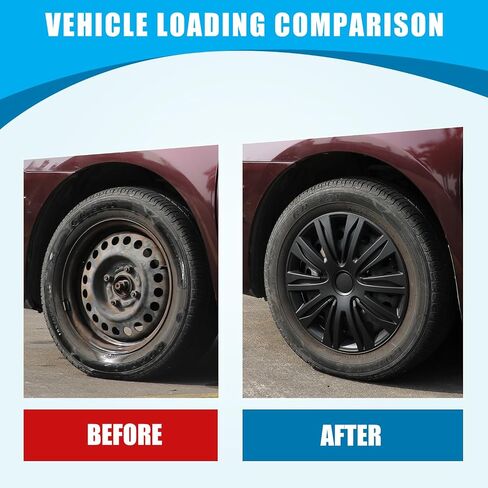 CPW 16 "حافة العجلة غطاء Hubcaps Snapal Universal على سيارة شاحنة السيارة SUV ABS COVERS COVERS SNAP FORDICORISES PRASIONS PRESSION ERIM ، مجموعة من 4 (16 بوصة ، ورنيش أسود وأحمر) in Saudi Arabia