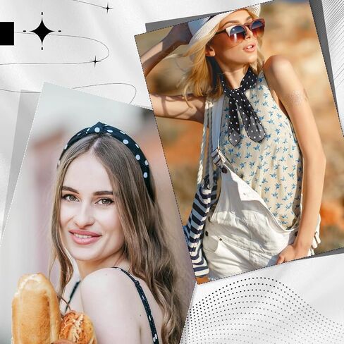 Chiffon Scarf Square Neck Scarf Polka Dot Bandana Square Handkerchief 1950s Vintage Bow Headband Head Scarves Bandana Headband Satin Scarves for Women and Girls in Saudi Arabia