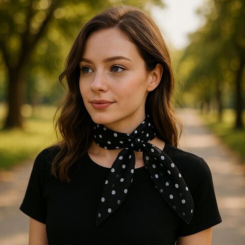 Chiffon Scarf Square Neck Scarf Polka Dot Bandana Square Handkerchief 1950s Vintage Bow Headband Head Scarves Bandana Headband Satin Scarves for Women and Girls in Saudi Arabia
