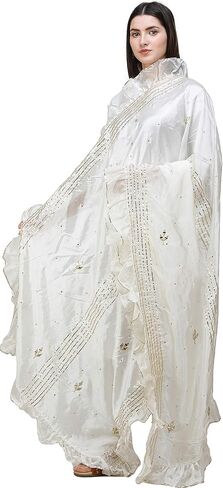 Dupatta from Amritsar with Gota Patches and Frill Border - Art Silk in Kuwait