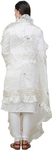 Dupatta from Amritsar with Gota Patches and Frill Border - Art Silk in Kuwait