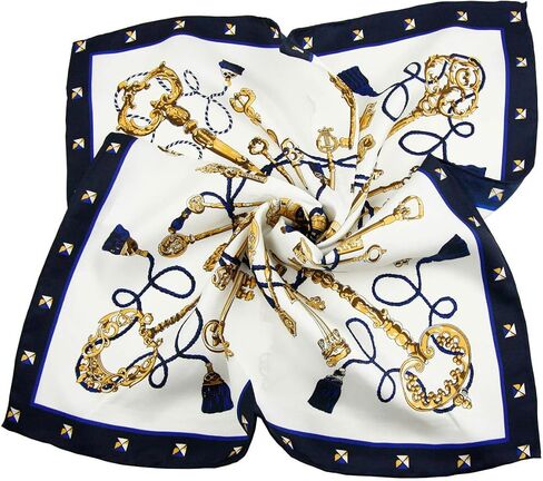 Women's Pure Mulberry Silk Square Scarf, 20 x 20 inches, Classic Floral Pattern, Gift Packed in Saudi Arabia