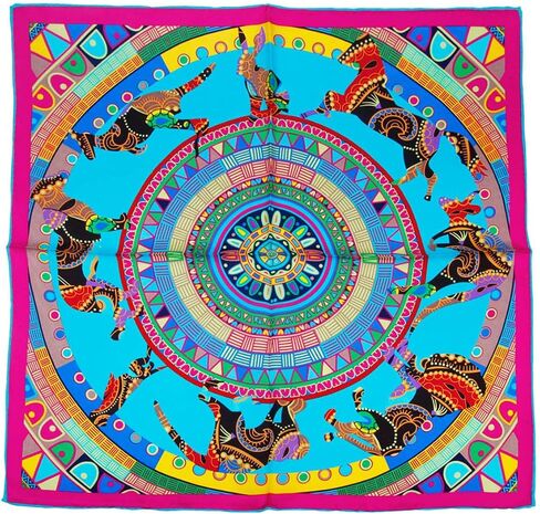 Women's Pure Mulberry Silk Square Scarf, 20 x 20 inches, Classic Floral Pattern, Gift Packed in Saudi Arabia
