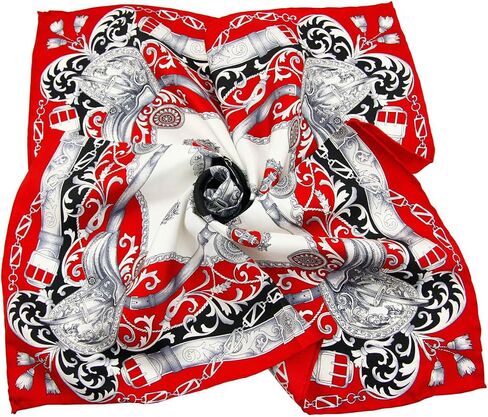 Women's Pure Mulberry Silk Square Scarf, 20 x 20 inches, Classic Floral Pattern, Gift Packed in Saudi Arabia