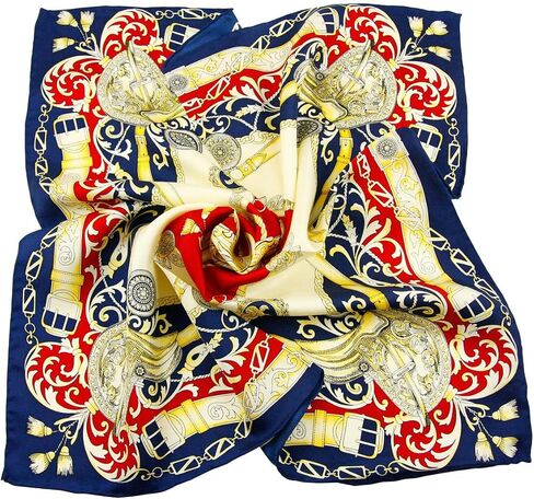 Women's Pure Mulberry Silk Square Scarf, 20 x 20 inches, Classic Floral Pattern, Gift Packed in Saudi Arabia