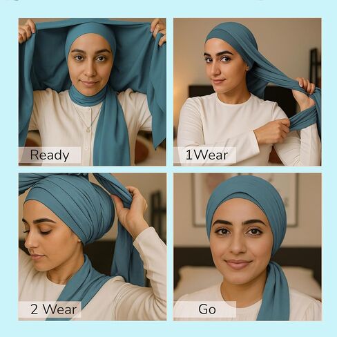 Premium Lycra Jersey Hijab Scarves -Turban Head Wraps for Women, Fashion Headbands Long Plain Muslim Shawls in Saudi Arabia