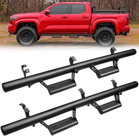 Running Boards Fits for 2024 2025Toyota Tacoma Side Step Bars Pickup Truck Accessories Drop Down Nerf Bars Double Cab & Crew Cab Anti-Slip Textured Black Powder Coat Reinforced Mounting Brackets in Kuwait