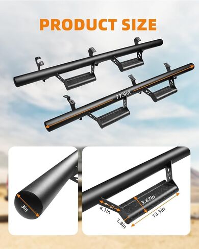 Running Boards Fits for 2024 2025Toyota Tacoma Side Step Bars Pickup Truck Accessories Drop Down Nerf Bars Double Cab & Crew Cab Anti-Slip Textured Black Powder Coat Reinforced Mounting Brackets in Kuwait