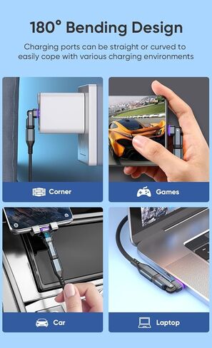 Magnetic 240W شحن سريع للغاية 48V/ 5A وبيانات 180 درجة محول USB Type-C مع الموصلات المغناطيسية-3 Type-C ، محولات 2 in Kuwait