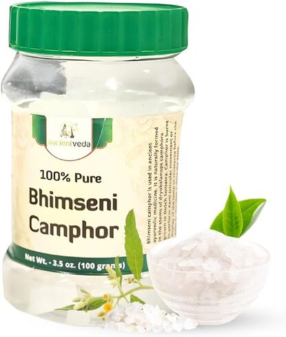 ANCIENT VEDA 100% Pure Natural Bhimseni Camphor Tablet | Aromatherapy Camphor | Refreshing Fragrance, Enhancing Concentrations | Tablet for Puja, Alcanfor Tablets, Kapoor for Pooja - (100 Grams) in Saudi Arabia