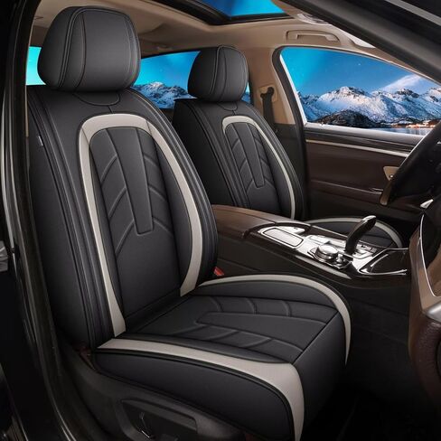 مجموعة كاملة من أغطية مقاعد السيارة تناسب تويوتا بريوس 2003-2015 وسادة مقعد من الجلد الصناعي قابلة للتنفس مع وسادة هوائية لدعم قطني متوافقة مع الملحقات الداخلية للسيارات (أسود ورمادي) in Kuwait