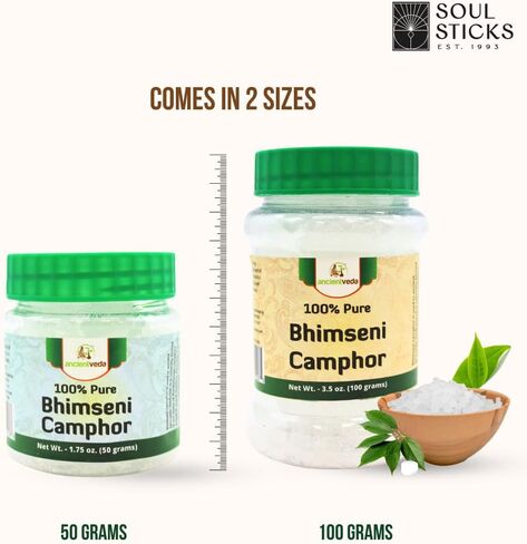 ANCIENT VEDA 100% Pure Natural Bhimseni Camphor Tablet | Aromatherapy Camphor | Refreshing Fragrance, Enhancing Concentrations | Tablet for Puja, Alcanfor Tablets, Kapoor for Pooja - (100 Grams) in Saudi Arabia