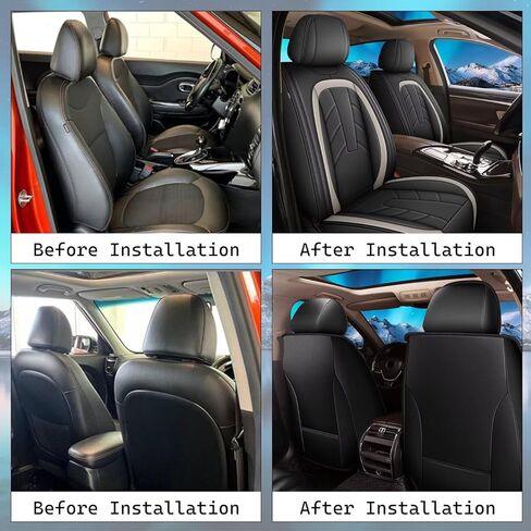 مجموعة كاملة من أغطية مقاعد السيارة تناسب تويوتا بريوس 2003-2015 وسادة مقعد من الجلد الصناعي قابلة للتنفس مع وسادة هوائية لدعم قطني متوافقة مع الملحقات الداخلية للسيارات (أسود ورمادي) in Kuwait