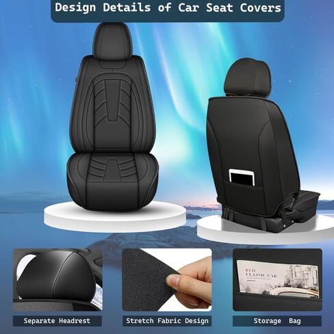 Full Set Car Seat Covers Fit for Toyota Prius 2003-2015 Breathable Faux Leather Seat Cushion with Lumbar Support Airbag Compatible Automotive Interior Accessories (Black & Grey) in Kuwait