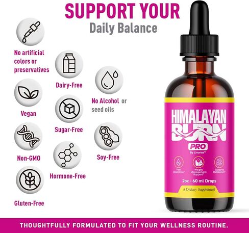 Himalayan Burn Pro Drops - HimalayanBurn Pro Advanced Formula Liquid Supplement, Himalayan Burn Pink Salt Health & Wellness, Himalayanburn Pro Daily Wellness Support, 1 Bottle for 1 Month in Kuwait