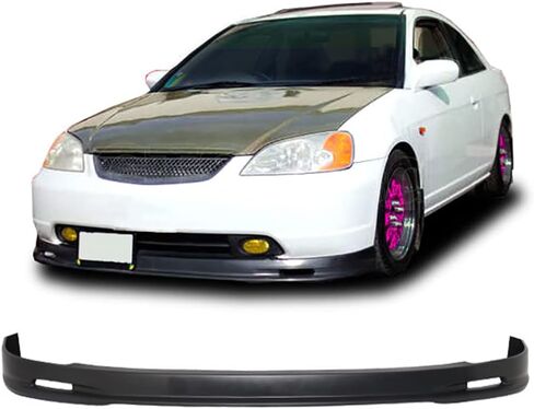 متوافق مع/استبدال الشفاه الأمامية المصد ، Type-R PU Front Lip Spoilder Black ، Fits 2001 2002 2003 Honda Civic (غير متوافقة مع سيارة السيدان الهجينة و SI EP3 Hatchback) in Kuwait