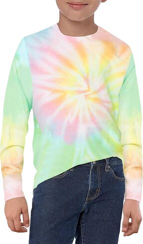 الأولاد Haloumoning Tie Tie Dye Stirts Kids Long Sleeve Crewneck Shirt Hippies Tees Tops 5-14 Years in Saudi Arabia