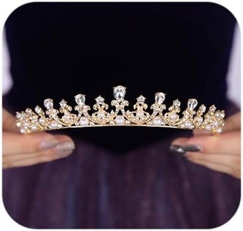 Teyglen Silver Crystal Wedding Tiara Baroque Queen Crown Crown رئيس الأميرة الأميرة Rhinestone Tiara Hair Association for Women Brithday Party Prom Pageant in Kuwait