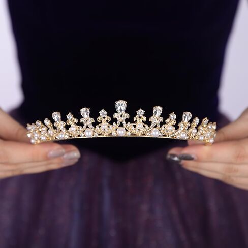 Teyglen Silver Crystal Wedding Tiara Baroque Queen Crown Crown رئيس الأميرة الأميرة Rhinestone Tiara Hair Association for Women Brithday Party Prom Pageant in Kuwait