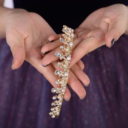 Teyglen Silver Crystal Wedding Tiara Baroque Queen Crown Crown رئيس الأميرة الأميرة Rhinestone Tiara Hair Association for Women Brithday Party Prom Pageant in Kuwait