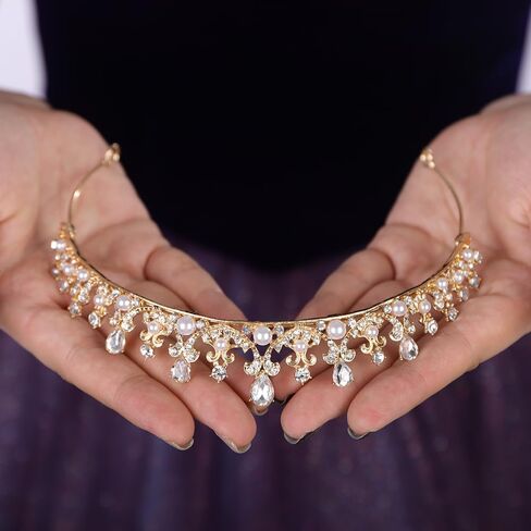 Teyglen Silver Crystal Wedding Tiara Baroque Queen Crown Crown رئيس الأميرة الأميرة Rhinestone Tiara Hair Association for Women Brithday Party Prom Pageant in Kuwait