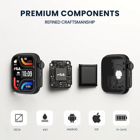 Fila Smart Watch for Men Women ، 1.43 '' AMOLED Fitness Tracker مع معدل ضربات القلب/مراقبة النوم ، 130+ أوضاع رياضية ، متعقب النشاط ، عداد الخطى لنظام Android iOS in Kuwait