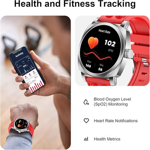 Fila Smart Watch for Men Women, 1.43'' AMOLED Fitness Tracker with Heart Rate/Sleep Monitor, 130+ Sport Modes, Activity Tracker, Pedometer for Android iOS in Kuwait