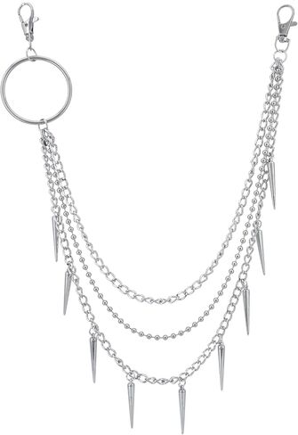Layered Pants Chain keychain for Women Men Punk Wallet Chains Hiphop Jeans Keychain Halloween Jewelry in Kuwait