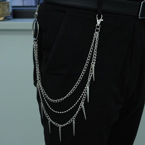 Layered Pants Chain keychain for Women Men Punk Wallet Chains Hiphop Jeans Keychain Halloween Jewelry in Kuwait