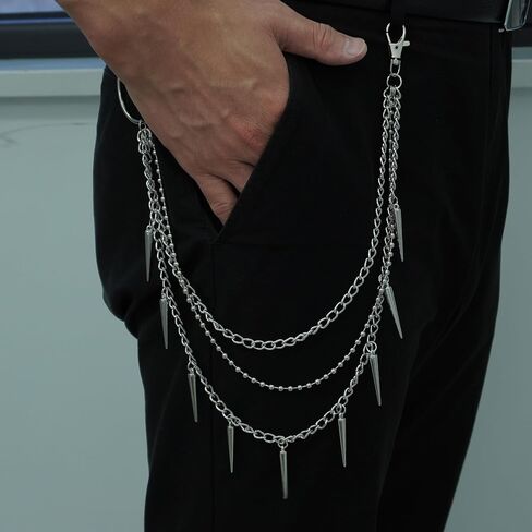 Layered Pants Chain keychain for Women Men Punk Wallet Chains Hiphop Jeans Keychain Halloween Jewelry in Kuwait