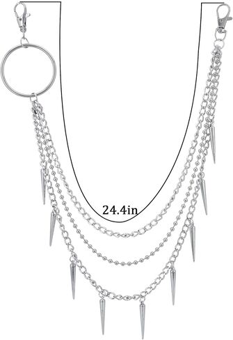 Layered Pants Chain keychain for Women Men Punk Wallet Chains Hiphop Jeans Keychain Halloween Jewelry in Kuwait