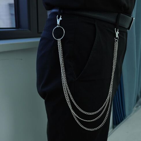 Layered Pants Chain keychain for Women Men Punk Wallet Chains Hiphop Jeans Keychain Halloween Jewelry in Kuwait