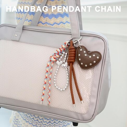 Heart Leather Bag Charm - 4-Piece Keychain | Stylish Purse Charms for Women's Handbags, Backpacks & Totes in Kuwait
