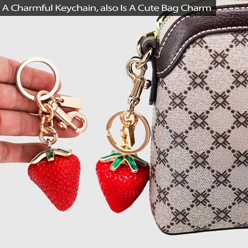 سحر كيس الكرز ، حقائب فاكهة الفراولة لطيفة سحر سحر مفاتيح كيس النساء لحقيبة اليد in Kuwait