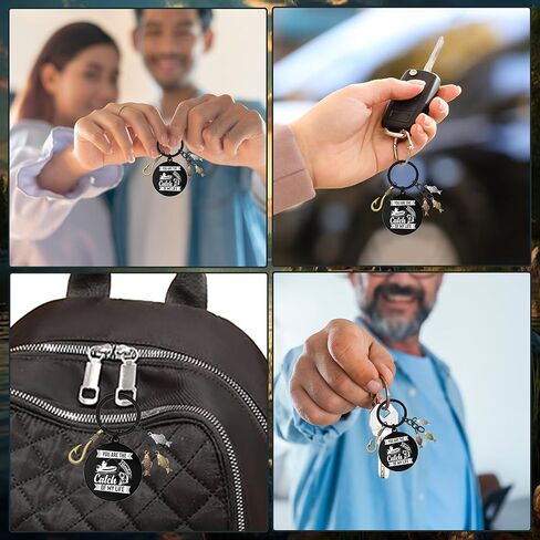 Funny Couple Gifts Fishing Keychain - Black Fish Hook Keychains for Men, Fishing Lovers Gift for Boyfriend Husband Birthday in Saudi Arabia