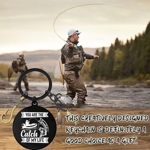 Funny Couple Gifts Fishing Keychain - Black Fish Hook Keychains for Men, Fishing Lovers Gift for Boyfriend Husband Birthday in Saudi Arabia