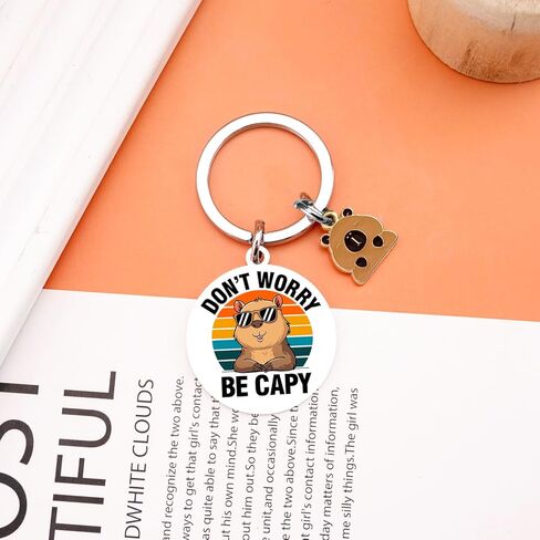 Capybara Gifts Capybara Keychain for Women Friends Cute Capybaras Stuff Decor Accessories for Girls Capybaras Lovers Unique Birthday Christmas Gifts Don't Worry Be Capy Keyring in Saudi Arabia