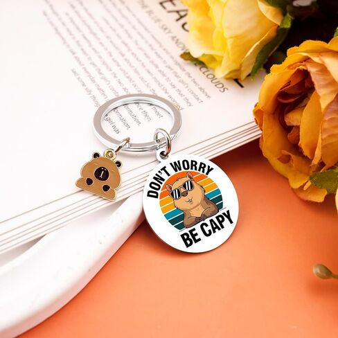 Capybara Gifts Capybara Keychain for Women Friends Cute Capybaras Stuff Decor Accessories for Girls Capybaras Lovers Unique Birthday Christmas Gifts Don't Worry Be Capy Keyring in Saudi Arabia