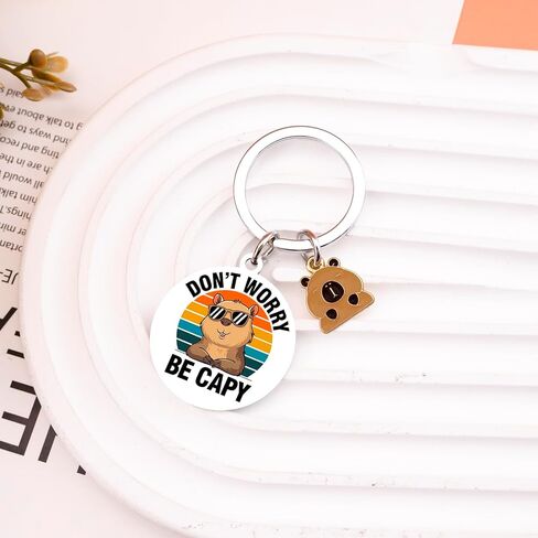 Capybara Gifts Capybara Keychain for Women Friends Cute Capybaras Stuff Decor Accessories for Girls Capybaras Lovers Unique Birthday Christmas Gifts Don't Worry Be Capy Keyring in Saudi Arabia